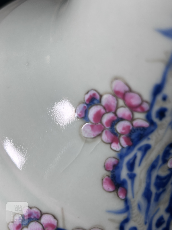 民国 青花加彩花鸟图瓶 - 图8